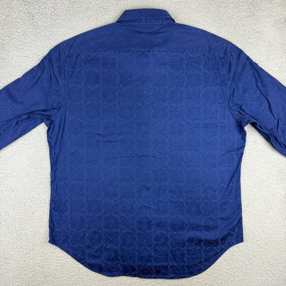 Robert Graham Shirt Mens 2XL XXL Navy Blue Geometric Flip Cuff Dress Button Up 1 - Picture 3 of 11